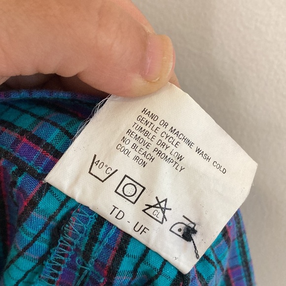 Vintage Mom Shorts Womens Small Blue Purple Plaid Cotton Seersucker 90s Preppy - Picture 12 of 13